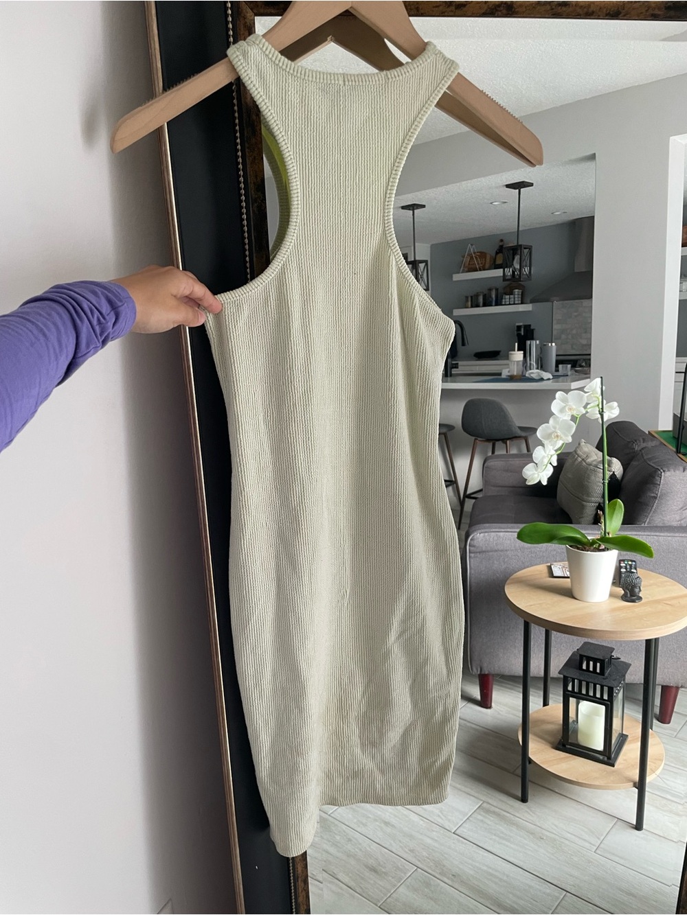 PrettyLittleThing Sage Green Ribbed Racerback Mini Dress Size 2 - Picture 4 of 4